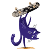Chat violet sur skateboard