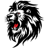 Rowing Lion Silhouette with Red Tongue