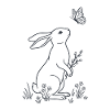 Easter Bunny and Butterfly – LineArt