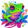 Rainbow frog on leaves