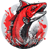 Red Salmon Jump - Fish - Fisherman