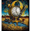 Floating Time Clock in Sand Desert