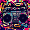 Boombox Graffiti Neon Retro