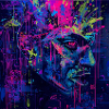 Neon Graffiti Portrait Spatters