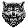 Black White Wolf Head