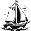 Sailing ship silhouette by the sea