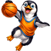 Cool Penguin Basketball Player Cartoon Sport Team Game