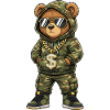 Camo Teddy Bear with Gold Chain