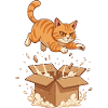 Katzensturm auf Kartonbox Cartoon
