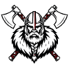 Wikinger-Axtmeister Krieger-Kreuzfahrer-Axt-Maskottchen