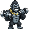 Gorilla Krafttrainer im Cartoonstil