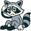 Tired raccoon with headache