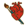 Crimson Heart with Paintbrush Art