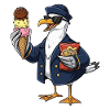 Cooler Möwenkapitän Mit Eis Und Chips