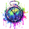 Bunte Uhr mit Farbspritzern