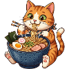 Chat Ramen Kawaii dans Bol Bleu