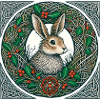 Hare in Celtic Winter Wreath