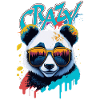 Neon-Panda mit Sonnenbrille Splash-Art