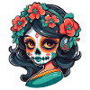Dia de Muertos Blumenkopf Portrait