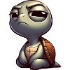 Funny cute skeptical cartoon turtle
