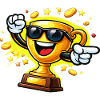Golden Trophy with Sunglasses