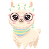 Pastel Llama with Floral Wreath
