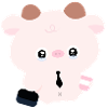 Kawaii Cow in Tie with Coffee