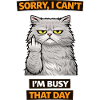 cranky Cat Busy Day Middle Finger