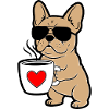 Frenchie Hund Kaffee Comic