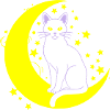 Cat Moon Stars Outline
