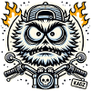 Biker Monster mit Flammenmotor