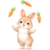 Cute bunny juggles carrots