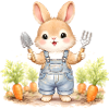 Süßer Hase im Karottenbeet 