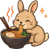 Lapin aux nouilles, ramen, kawaii lapin