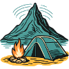 Mountain camping firelight
