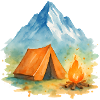 Wasserfarben Lagerfeuer Berg