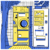 Japanese urban laundromat at night