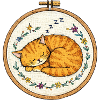 Sleeping Cat in Floral Circle
