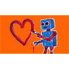 Robotherz auf Neonorange Hintergrund