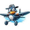 Penguin Pilot in Airplane