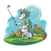 Dragon golfers on green golf course