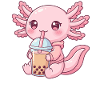 Kawaii Bubble Tea Pink Axolotl