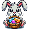 Osterhase mit bunten Eiern