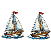 Sailing ships on waves