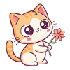 Kawaii Kitten and Flower