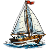 Sailboat on wild waves