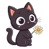 Black cat and daisy