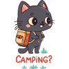 Kawaii Camping Cat and Backpack