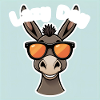 Donkey in orange summer glasses