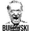 charles bukowski pixelated portrait design.